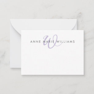 Modern Lavender Script Monogram Card