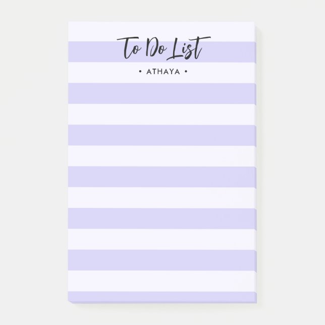 Modern Lavender Striped, To Do List Post-It Notes (Front)