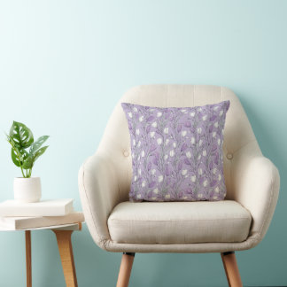 Modern Lavender Tulip White Floral Pattern Cushion