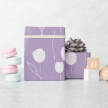 Modern Lavender Tulip White Floral Pattern