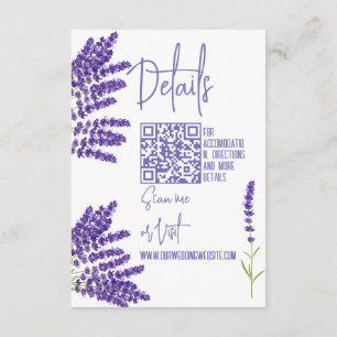 Modern Lavender Wedding Details  QR code Enclosure Card