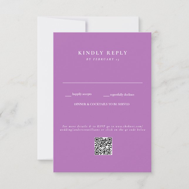  Modern Lavender Wedding QR Code RSVP Card (Front)