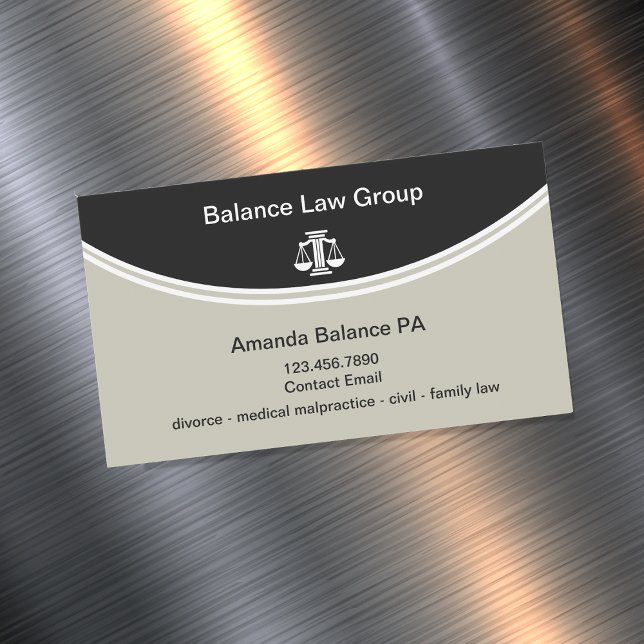Modern Law Logo Magnetic Attorney Business Cards (Creator Uploaded)