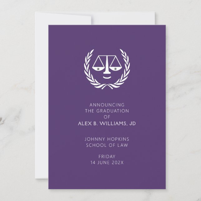 Modern Law School Graduation Announcement (Front)