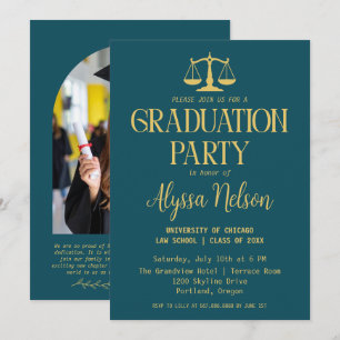 Modern Law School Graduation Party Photo Invitation