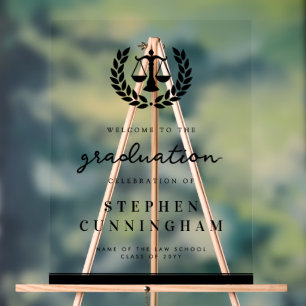 Modern Law School Graduation Party Welcome Acrylic Sign