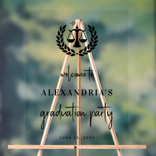 Modern Law School Graduation Party Welcome Acrylic Sign