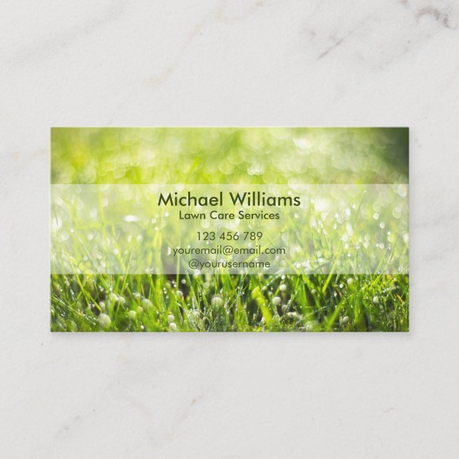 Modern Lawn Care Landscaping Business Card (Front)