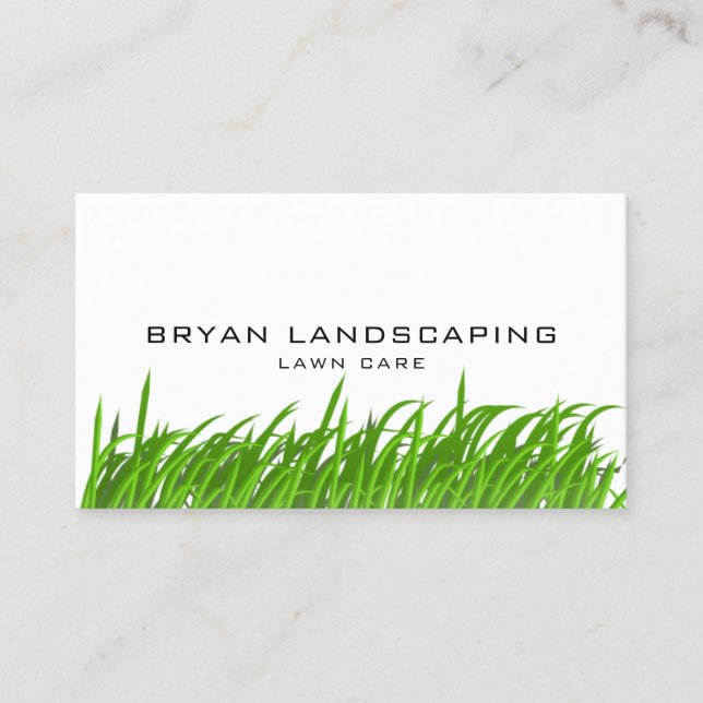 Modern Lawn Care - Landscaping Grass Business Card (Front)