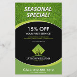 Modern Lawn Care/Landscaping Grass Logo Black Flyer<br><div class="desc">A clean and modern logo design of silhouetted blades of grass rest above your name or business name on this promotional flyer. Update the text fields with your own unique discount or offering. This double-sided flyer provides plenty of space to list your services, contact info and additional details. A great...</div>