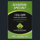 Modern Lawn Care/Landscaping Grass Logo Black Flyer<br><div class="desc">A clean and modern logo design of silhouetted blades of grass rest above your name or business name on this promotional flyer. Update the text fields with your own unique discount or offering. This double-sided flyer provides plenty of space to list your services, contact info and additional details. A great...</div>
