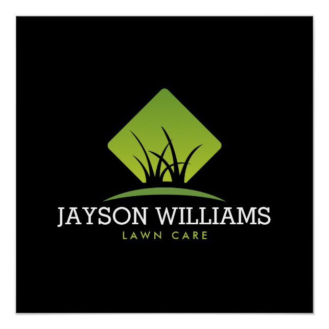Modern Lawn Care/Landscaping Grass Logo Black Poster (Front)