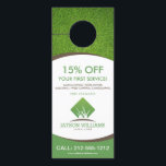 Modern Lawn Care/Landscaping Grass Logo White Door Hanger<br><div class="desc">A clean and modern logo design of silhouetted blades of grass rest above your name or business name on this promotional door hanger. Update the text fields with your own unique discount or offering. This double-sided door hanger provides plenty of space to list your services, contact info and additional details....</div>