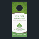 Modern Lawn Care/Landscaping Grass Logo White Door Hanger<br><div class="desc">A clean and modern logo design of silhouetted blades of grass rest above your name or business name on this promotional door hanger. Update the text fields with your own unique discount or offering. This double-sided door hanger provides plenty of space to list your services, contact info and additional details....</div>