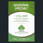 Modern Lawn Care/Landscaping Grass Logo White Flyer<br><div class="desc">A clean and modern logo design of silhouetted blades of grass rest above your name or business name on this promotional flyer. Update the text fields with your own unique discount or offering. This double-sided flyer provides plenty of space to list your services, contact info and additional details. A great...</div>