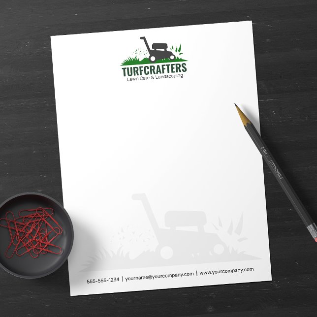 Modern Lawn Care Landscaping Mowing Service Custom Letterhead (Creator Uploaded)