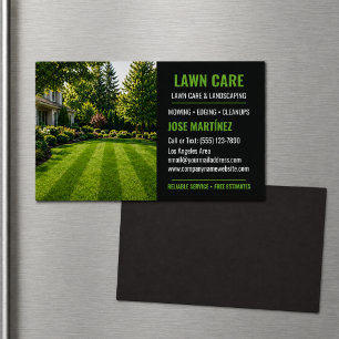 Modern Lawn Care & Landscaping Professional Magnetic Business Card