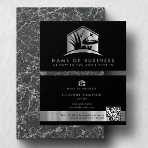 Modern Lawn Care Logo Landscaper Service QR Code Business Card
