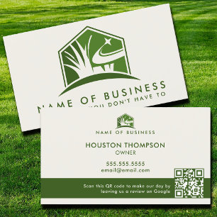 Modern Lawn Care Logo Landscaper Service QR Code Business Card