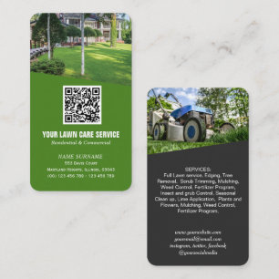Modern Lawn care photo QR code Business Card