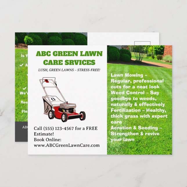 Modern Lawn Care Service Postcard (Front/Back)
