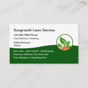 Modern Lawn Services Emblem Business Cards