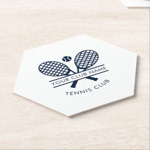 Modern Lawn Tennis Club Name Team Players Custom Paper Coaster