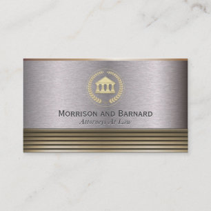 Modern Lawyer Attorney Gold and Silver Courthouse Business Card