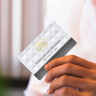 Modern Lawyer Attorney Gold and Silver Courthouse Business Card