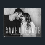 Modern Layered Typography Photo Save the Date Announcement Postcard<br><div class="desc">Announce your wedding with this modern,  retro and stylish photo save the date announcement. It features white modern layered typography overlay.</div>