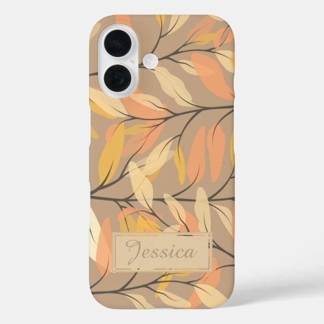 Modern Leaf and Branch Autumn Pattern Personalised Case-Mate iPhone Case (Back)