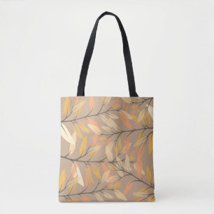 Modern Leaf and Branch Autumn Pattern Tote Bag