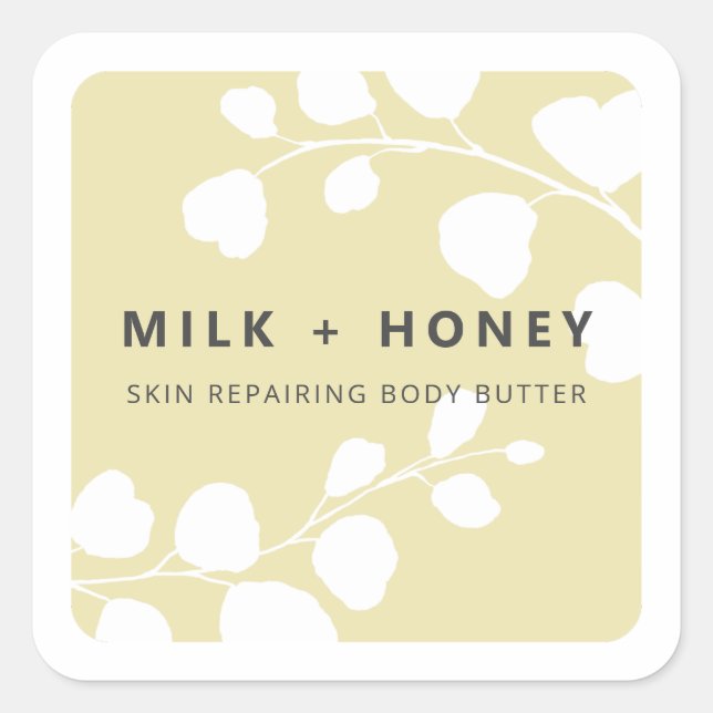 Modern Leaf Border Beige Mocha Product Labels (Front)