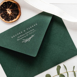 Modern Leaf Branch Personalized Name & Address Rubber Stamp