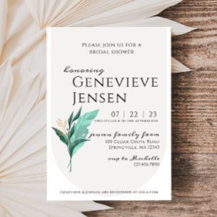 Modern Leaf Bridal Shower Invitation