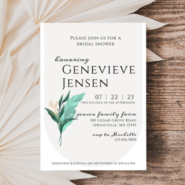 Modern Leaf Bridal Shower Invitation (Creator Uploaded)