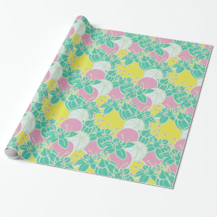 modern leaf, bud, and flower wrapping paper