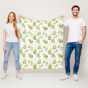 Modern Leaf Design Fleece Blanket