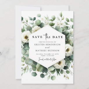 Modern Leaf Eucalyptus Digital Wedding Save The Date