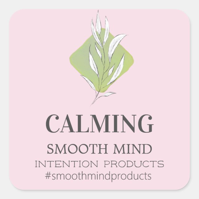 Modern Leaf Logo Pink Green Candle Product Labels (Front)