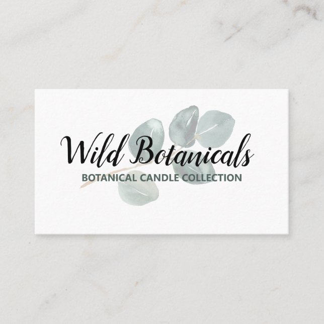 Modern Leaf Logo Soap And Candle Business Card (Front)