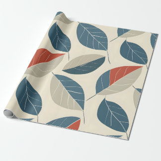 Modern Leaf Motif Wrapping Paper