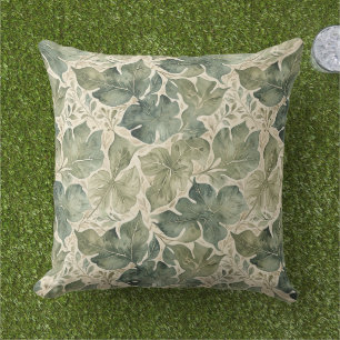 Modern Leaf Pattern in Sage and Teal Cushion