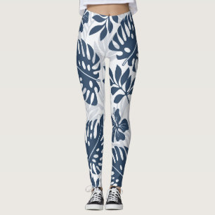 Modern leaf pattern leggings