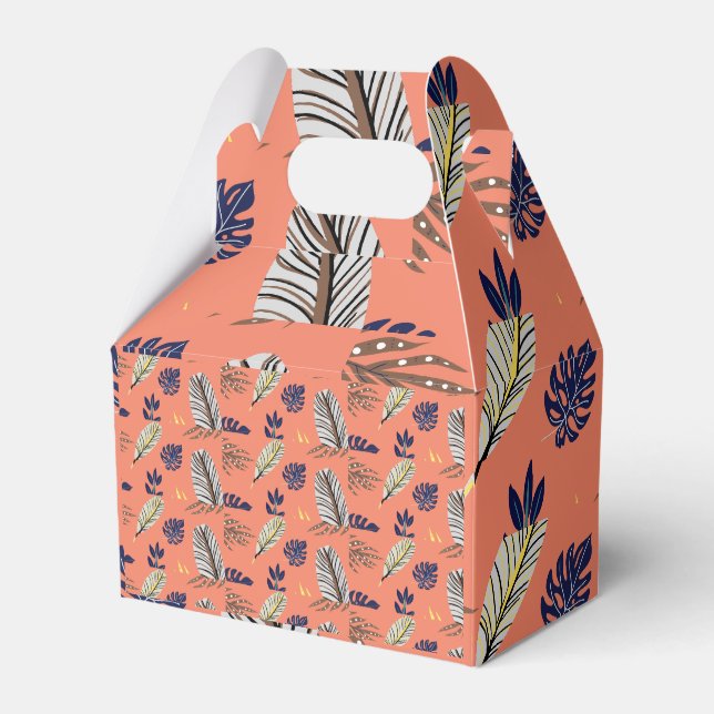 Modern Leaf Pattern Party Supplies Favour Box (Front Side)