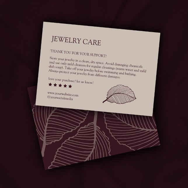 Modern Leaf Pattern Product Care Thank You Card (Creator Uploaded)