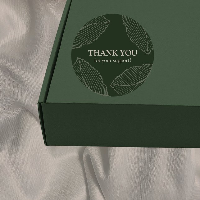 Modern Leaf Pattern Thank You Sticker (Creator Uploaded)
