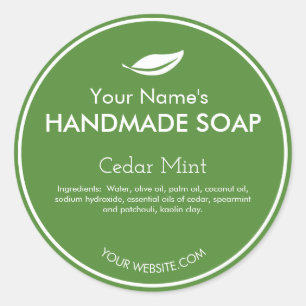 Modern Leaf Personalised Soap Labels Round Colour