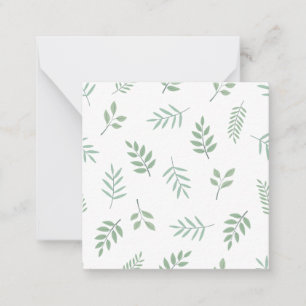 Modern Leaf Print Note Card in Compact Square Size