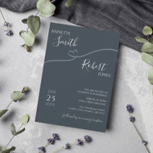 Modern Leaf Typography Wedding Invitation